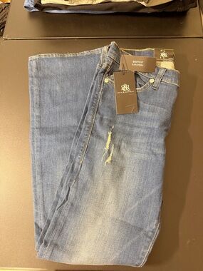 Rock & Republic Women's Blue Bootcut Jeans with Distressed Detail